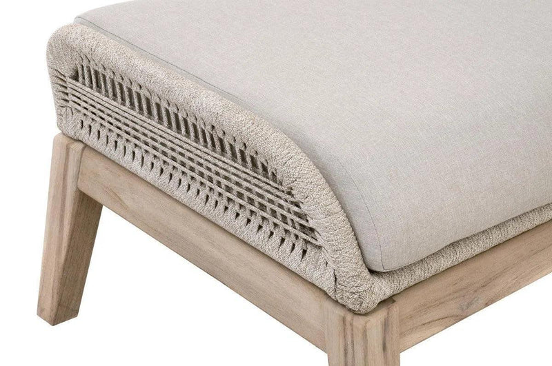 Loom Outdoor Footstool Taupe Rope and Teak Wood Frame Outdoor Ottomans LOOMLAN By Essentials For Living