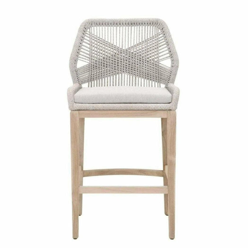 Loom Outdoor Rope Barstool Taupe Rope Teak Wood Outdoor Bar Stools LOOMLAN By Essentials For Living