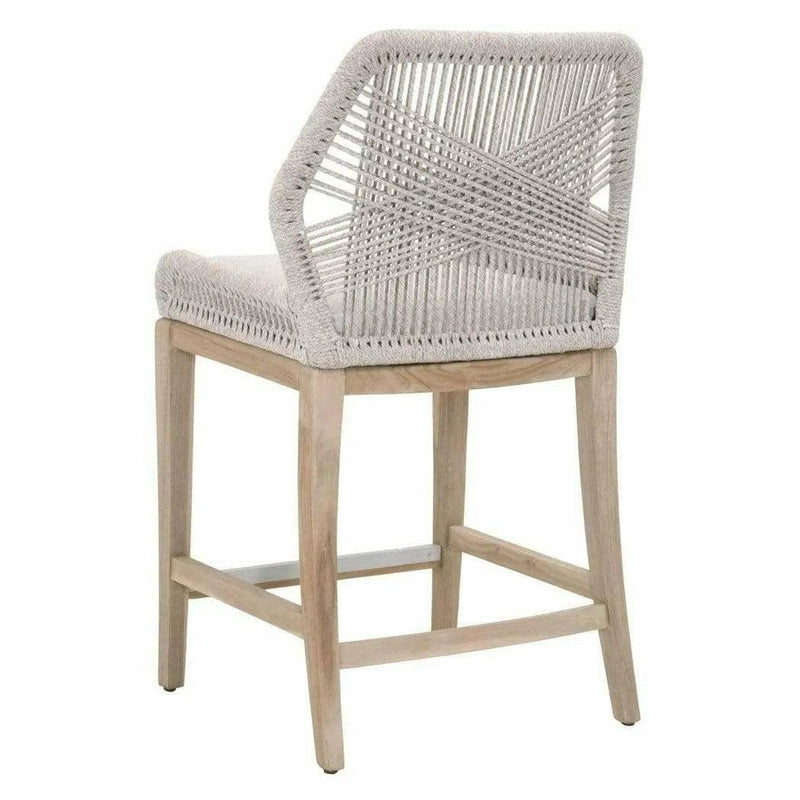 Loom Outdoor Rope Counter Stool Taupe Flat Rope Teak Wood Outdoor Counter Stools LOOMLAN By Essentials For Living