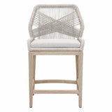 Loom Outdoor Rope Counter Stool Taupe Flat Rope Teak Wood Outdoor Counter Stools LOOMLAN By Essentials For Living