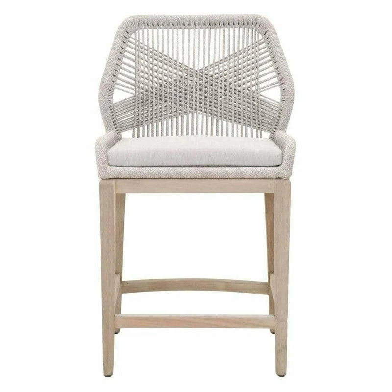 Loom Outdoor Rope Counter Stool Taupe Flat Rope Teak Wood Outdoor Counter Stools LOOMLAN By Essentials For Living