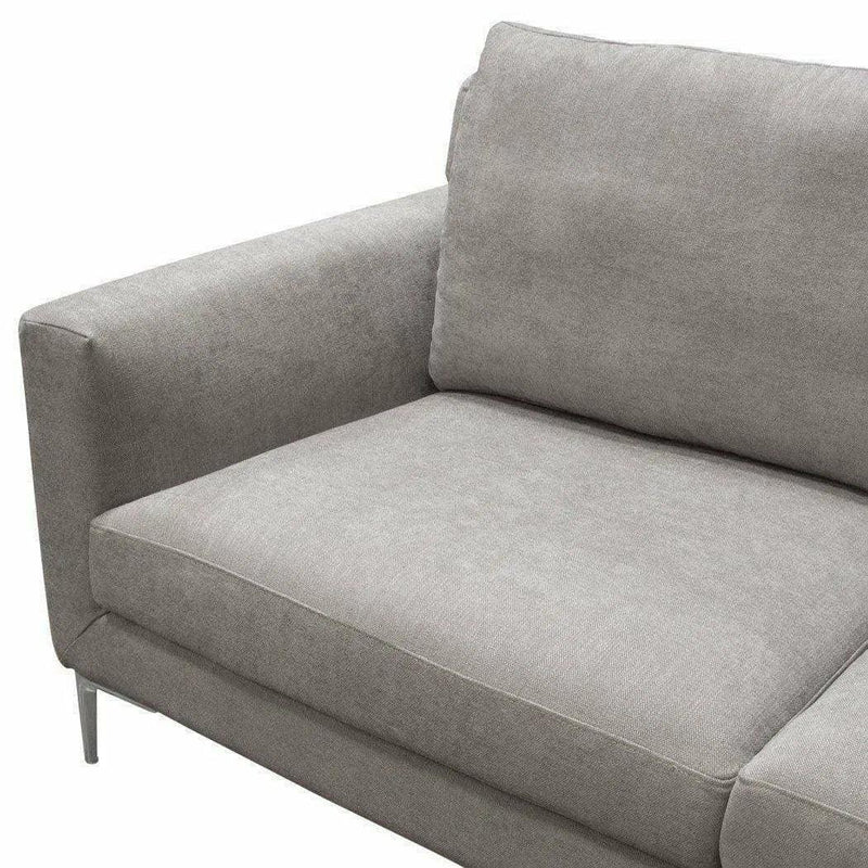 Loose Back Sofa in Grey Fabric Silver Metal Leg Sofas & Loveseats LOOMLAN By Diamond Sofa