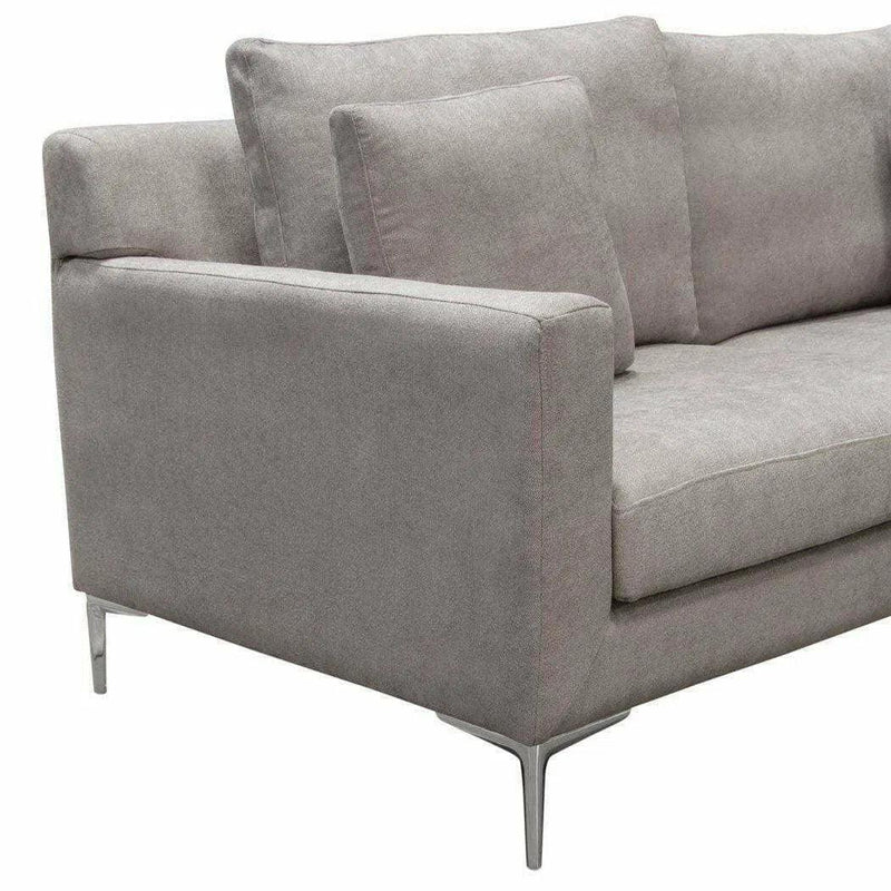 Loose Back Sofa in Grey Fabric Silver Metal Leg Sofas & Loveseats LOOMLAN By Diamond Sofa