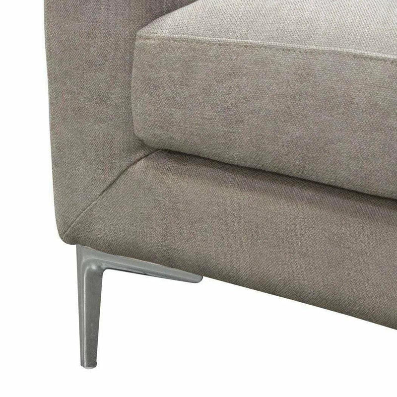 Loose Back Sofa in Grey Fabric Silver Metal Leg Sofas & Loveseats LOOMLAN By Diamond Sofa