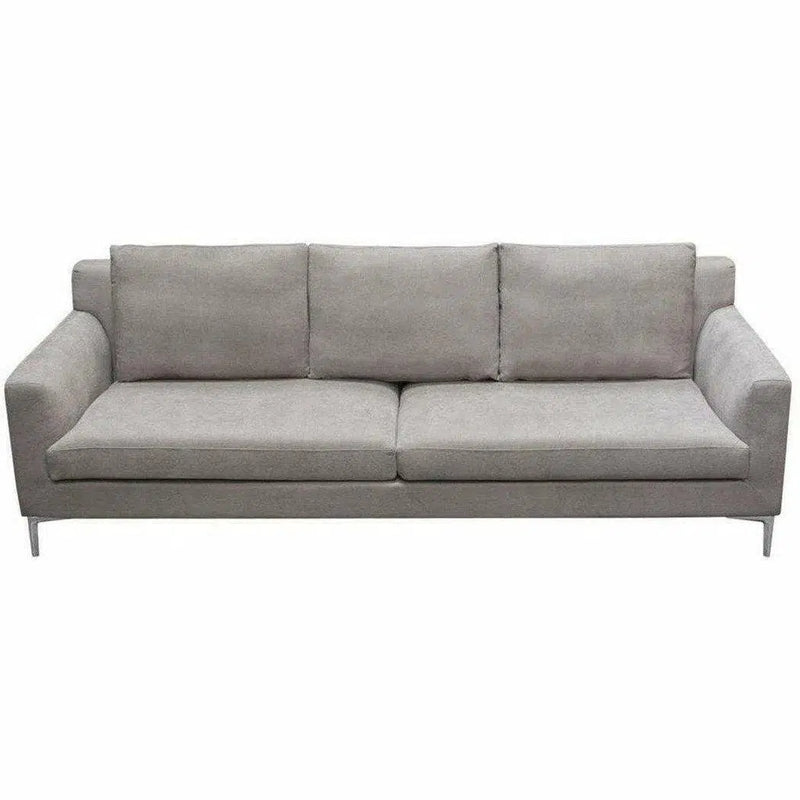 Loose Back Sofa in Grey Fabric Silver Metal Leg Sofas & Loveseats LOOMLAN By Diamond Sofa