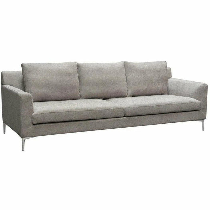 Loose Back Sofa in Grey Fabric Silver Metal Leg Sofas & Loveseats LOOMLAN By Diamond Sofa