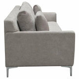 Loose Back Sofa in Grey Fabric Silver Metal Leg Sofas & Loveseats LOOMLAN By Diamond Sofa