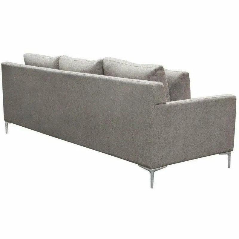 Loose Back Sofa in Grey Fabric Silver Metal Leg Sofas & Loveseats LOOMLAN By Diamond Sofa