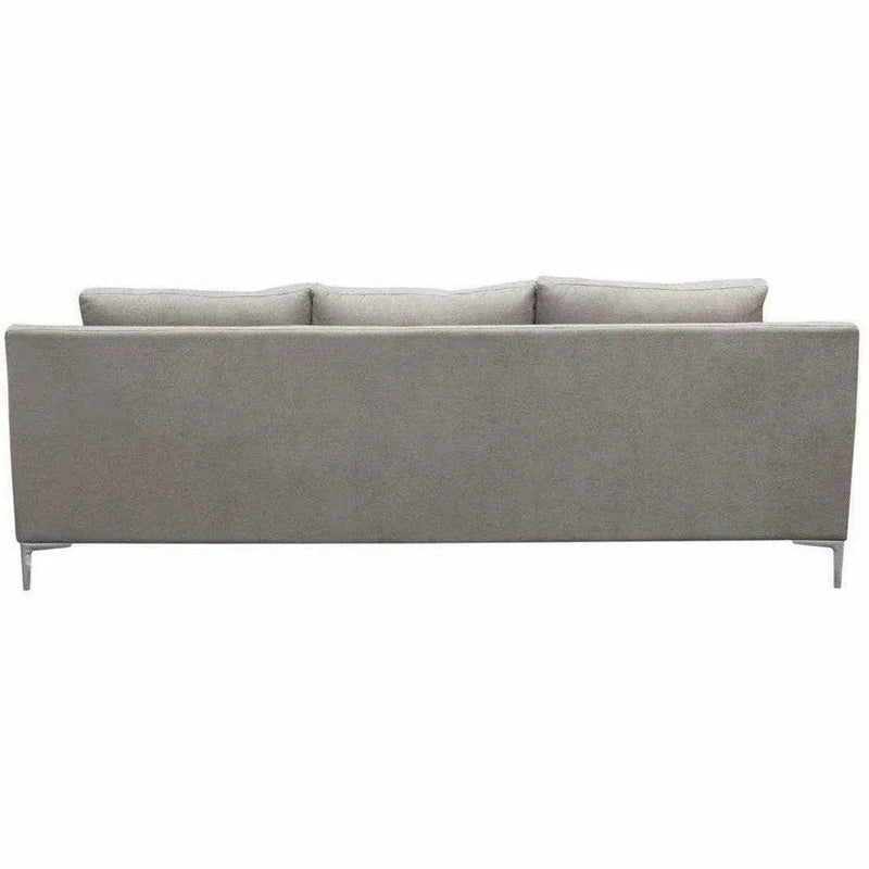 Loose Back Sofa in Grey Fabric Silver Metal Leg Sofas & Loveseats LOOMLAN By Diamond Sofa