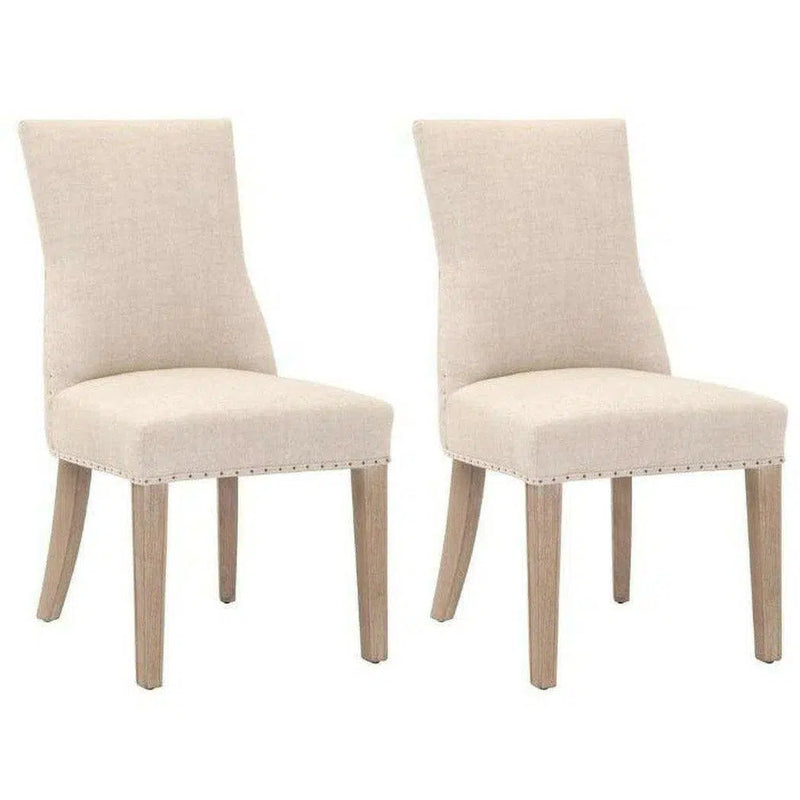 Lourdes Dining Chair Set of 2 Bisque French Linen Ash Dining Chairs LOOMLAN By Essentials For Living