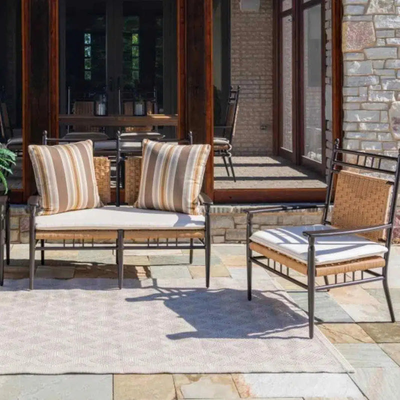 Low Country 3-Seat Garden Bench Premium Wicker Furniture Lloyd Flanders Outdoor Benches LOOMLAN By Lloyd Flanders