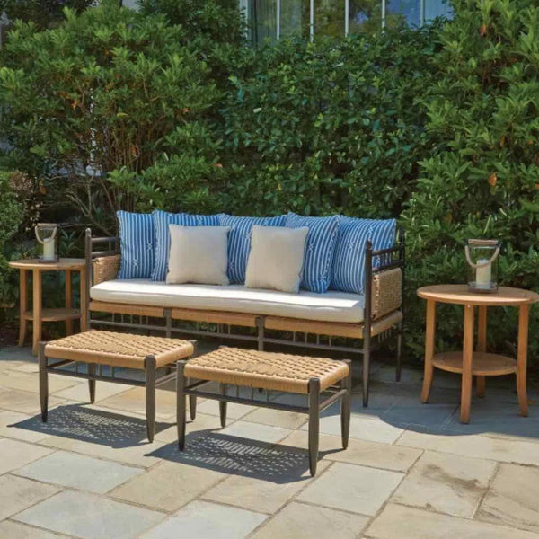 Low Country Cushionless Small Ottoman Premium Wicker Furniture Outdoor Ottomans LOOMLAN By Lloyd Flanders