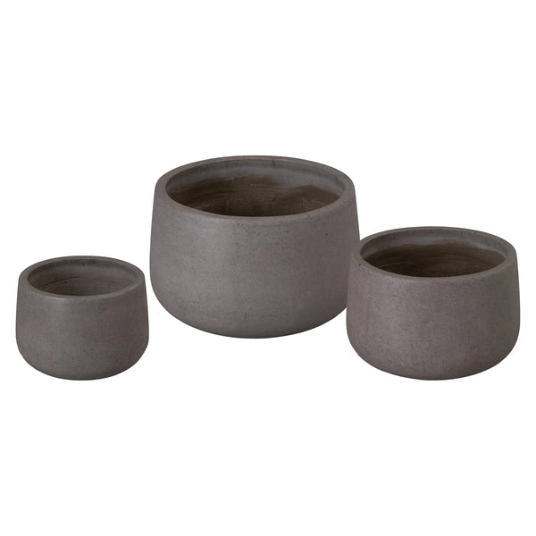 Low Opus Gray Terrazzo Round Planter Outdoor Planters LOOMLAN By Emissary