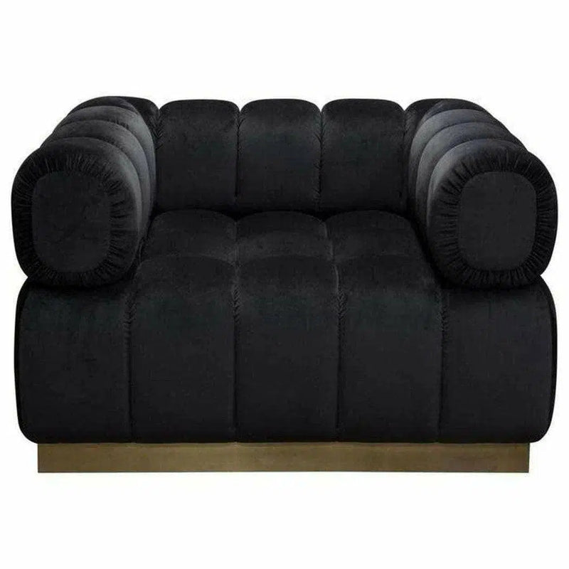 Low Profile Chair in Black Velvet Gold Base Club Chairs LOOMLAN By Diamond Sofa