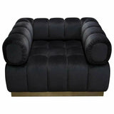 Low Profile Chair in Black Velvet Gold Base Club Chairs LOOMLAN By Diamond Sofa