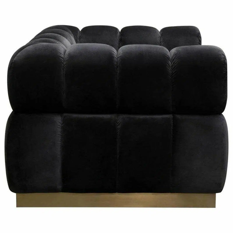 Low Profile Chair in Black Velvet Gold Base Club Chairs LOOMLAN By Diamond Sofa