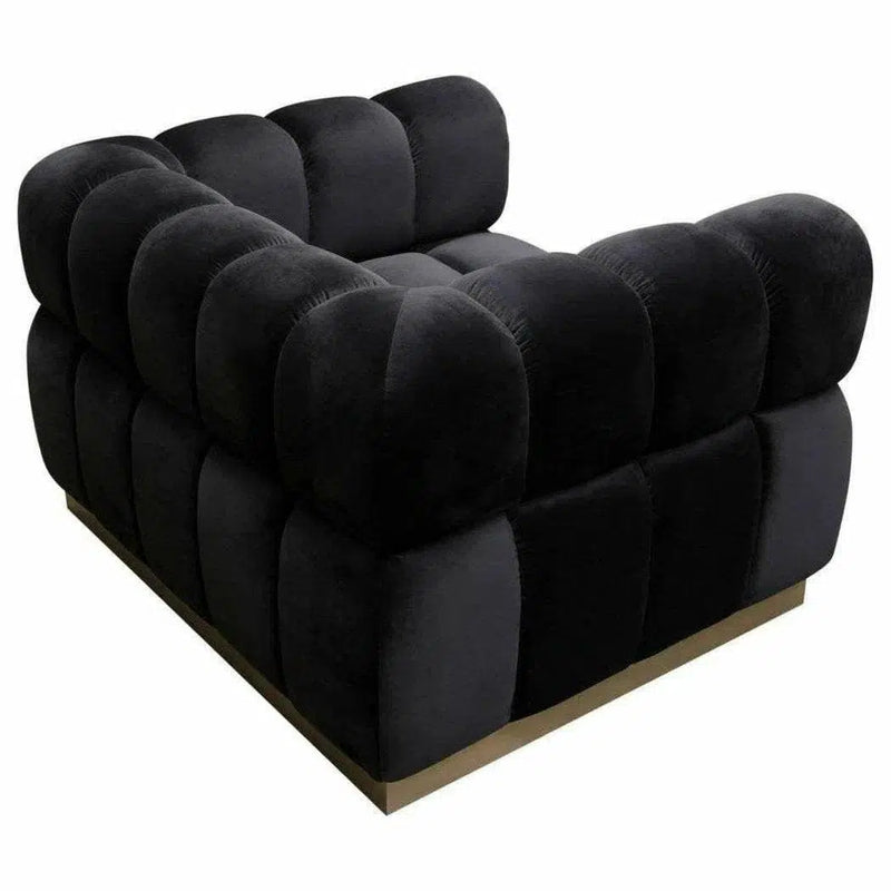 Low Profile Chair in Black Velvet Gold Base Club Chairs LOOMLAN By Diamond Sofa