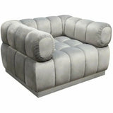 Low Profile Chair in Platinum Grey Velvet Silver Base Club Chairs LOOMLAN By Diamond Sofa