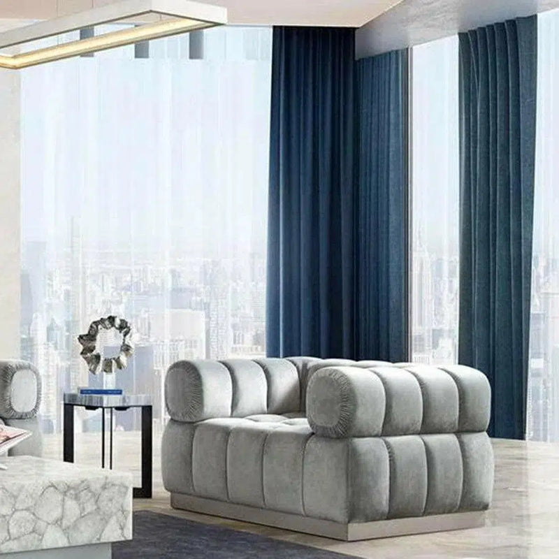 Low Profile Chair in Platinum Grey Velvet Silver Base Club Chairs LOOMLAN By Diamond Sofa