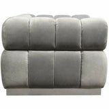 Low Profile Chair in Platinum Grey Velvet Silver Base Club Chairs LOOMLAN By Diamond Sofa