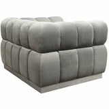 Low Profile Chair in Platinum Grey Velvet Silver Base Club Chairs LOOMLAN By Diamond Sofa