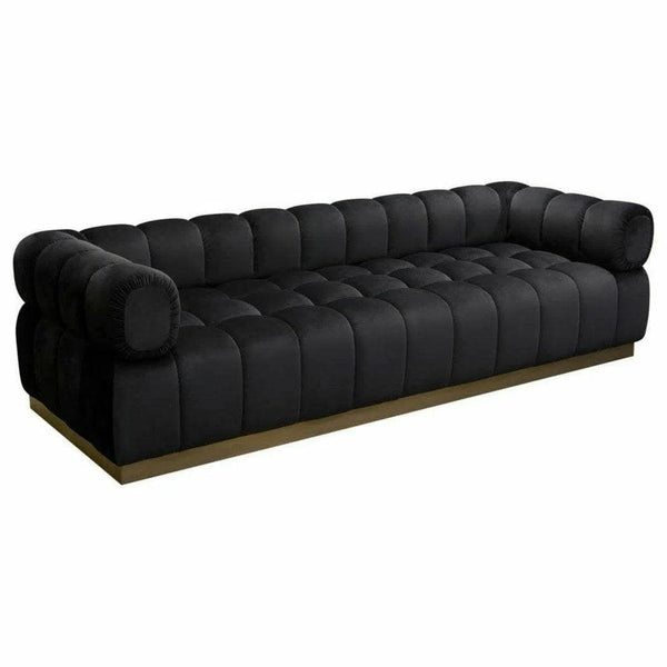 Low Profile Sofa in Black Velvet Gold Base Sofas & Loveseats LOOMLAN By Diamond Sofa