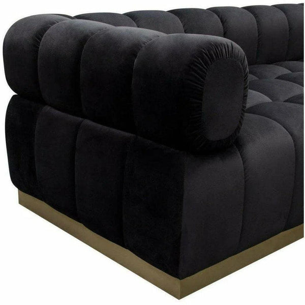 Low Profile Sofa in Black Velvet Gold Base Sofas & Loveseats LOOMLAN By Diamond Sofa