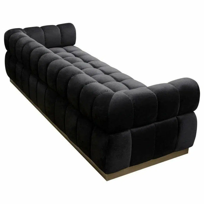 Low Profile Sofa in Black Velvet Gold Base Sofas & Loveseats LOOMLAN By Diamond Sofa