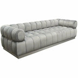 Low Profile Sofa in Platinum Grey Velvet Silver Base Sofas & Loveseats LOOMLAN By Diamond Sofa