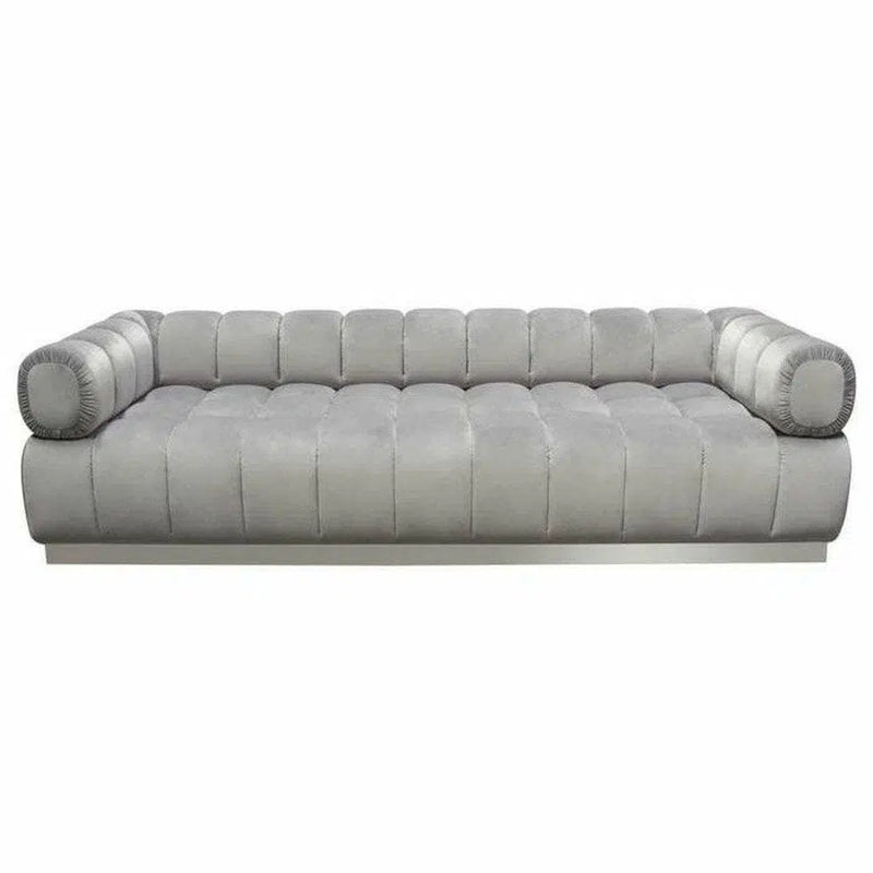 Low Profile Sofa in Platinum Grey Velvet Silver Base Sofas & Loveseats LOOMLAN By Diamond Sofa