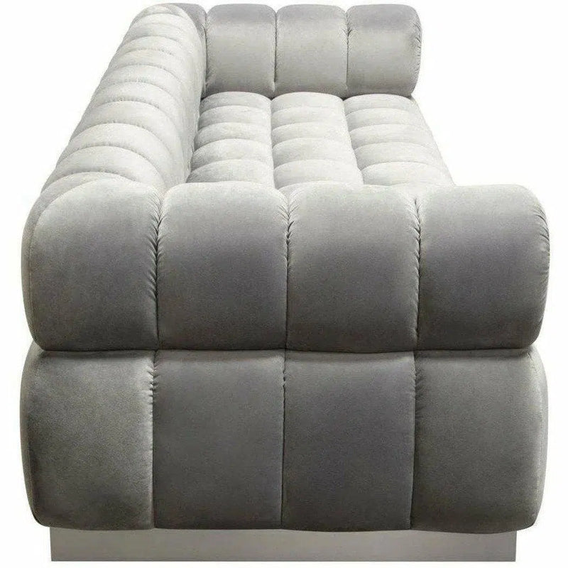 Low Profile Sofa in Platinum Grey Velvet Silver Base Sofas & Loveseats LOOMLAN By Diamond Sofa