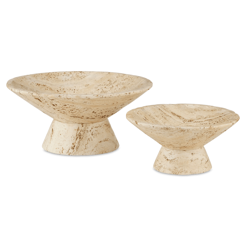 Lubo Travertine Large Bowl Boxes & Bowls LOOMLAN By Currey & Co