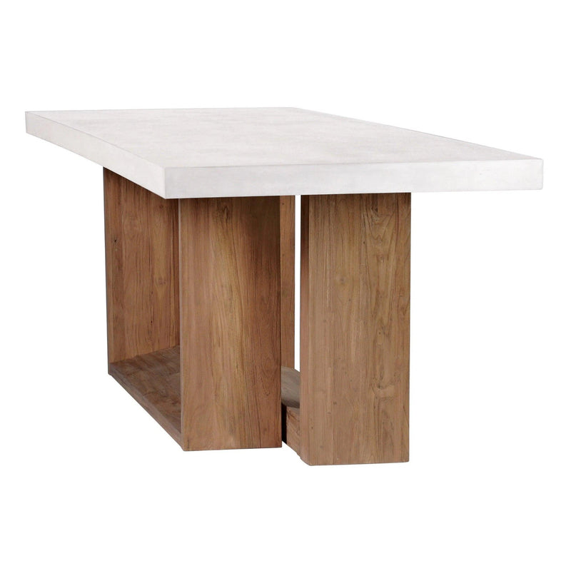 Lucca Teak and Concrete Counter Table - Ivory White Outdoor Accent Table Outdoor Dining Tables LOOMLAN By Seasonal Living