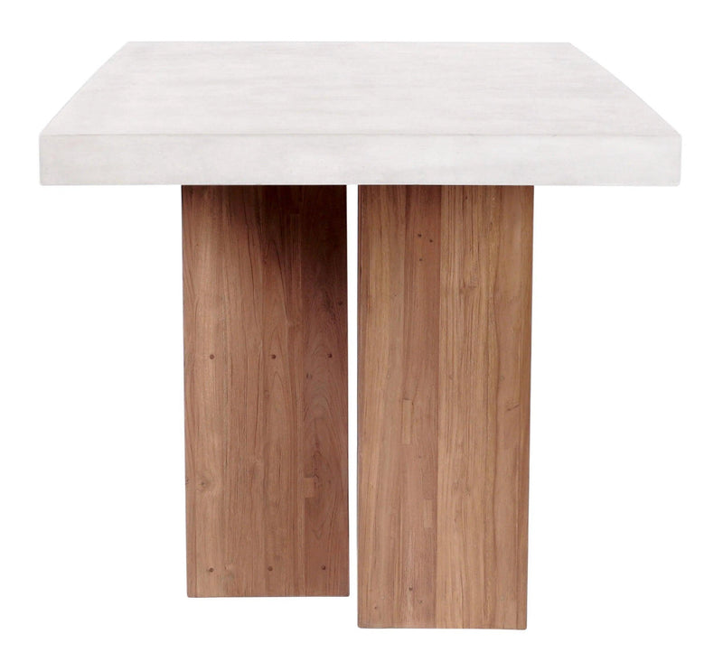 Lucca Teak and Concrete Counter Table - Ivory White Outdoor Accent Table Outdoor Dining Tables LOOMLAN By Seasonal Living