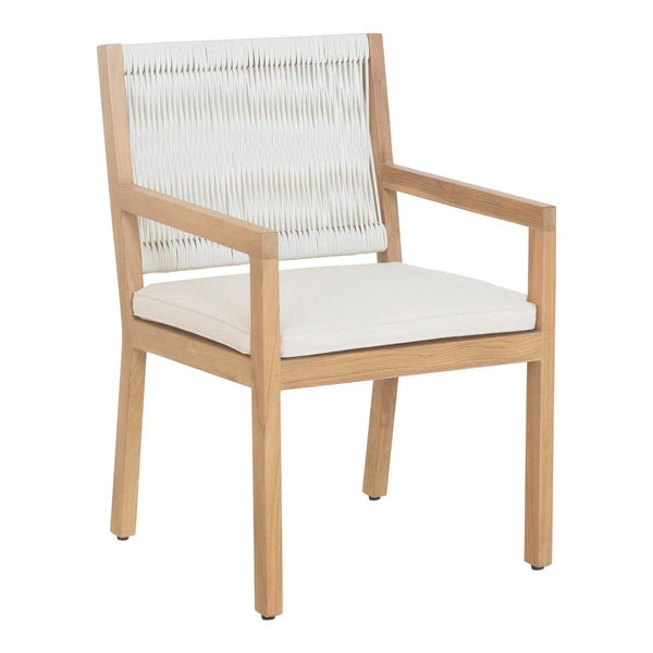 Luce Teak Wood and Wicker Outdoor Dining Chair Dining Chairs LOOMLAN By Moe's Home