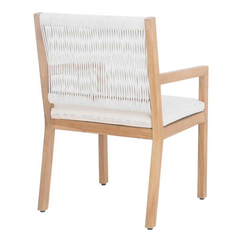 Luce Teak Wood and Wicker Outdoor Dining Chair Dining Chairs LOOMLAN By Moe's Home