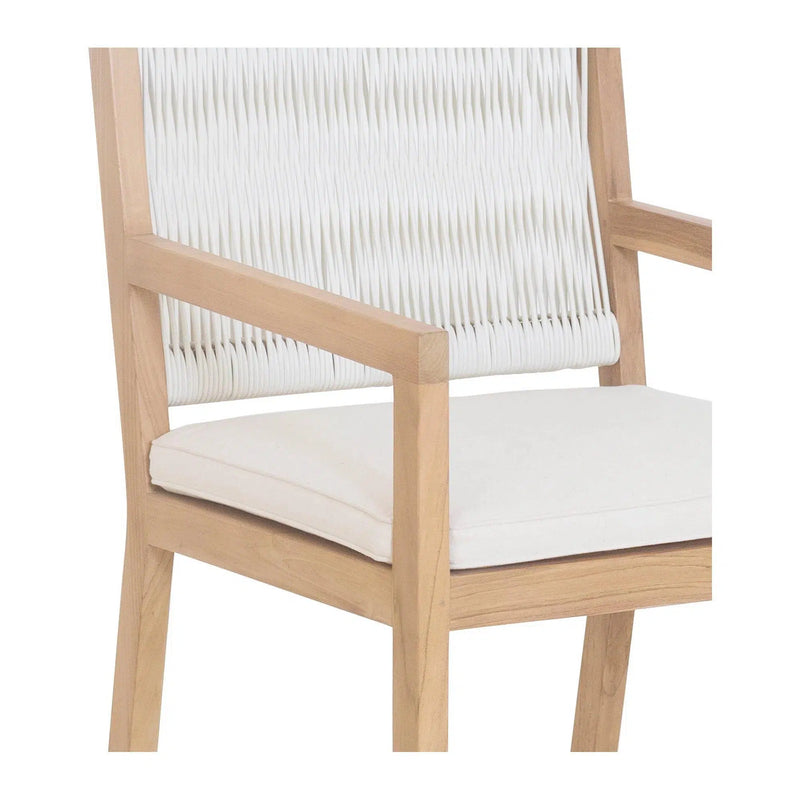 Luce Teak Wood and Wicker Outdoor Dining Chair Dining Chairs LOOMLAN By Moe's Home