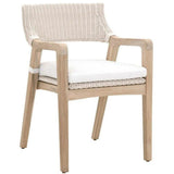 Lucia Outdoor Arm Chair White Wicker and Teak Outdoor Dining Chairs LOOMLAN By Essentials For Living