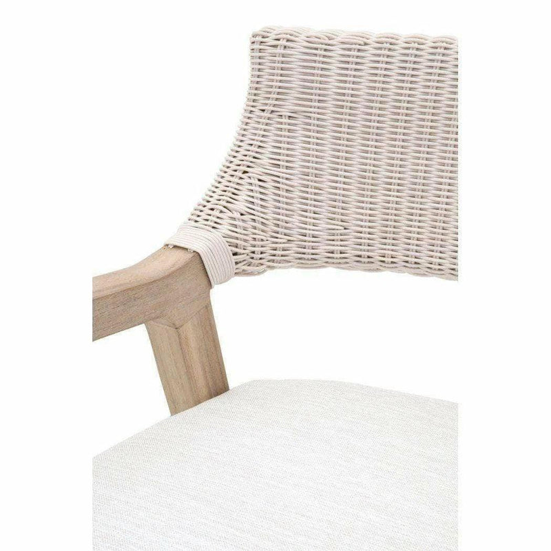 Lucia Outdoor Arm Chair White Wicker and Teak Outdoor Dining Chairs LOOMLAN By Essentials For Living