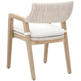 Lucia Outdoor Arm Chair White Wicker and Teak Outdoor Dining Chairs LOOMLAN By Essentials For Living