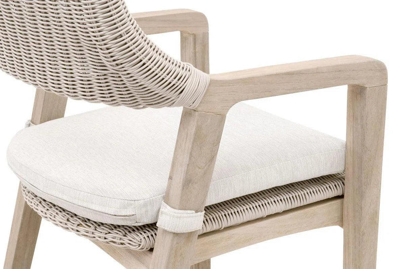 Lucia Outdoor Counter Stool With Arms White Wicker and Teak Outdoor Counter Stools LOOMLAN By Essentials For Living