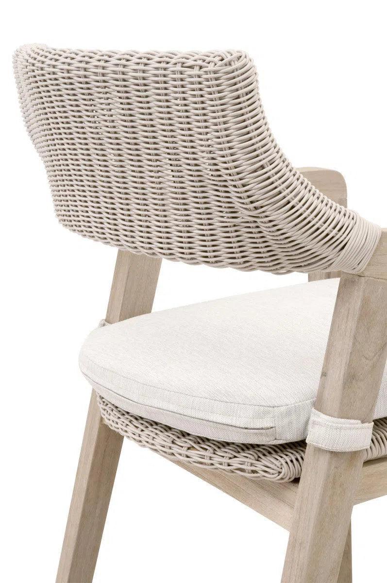 Lucia Outdoor Counter Stool With Arms White Wicker and Teak Outdoor Counter Stools LOOMLAN By Essentials For Living