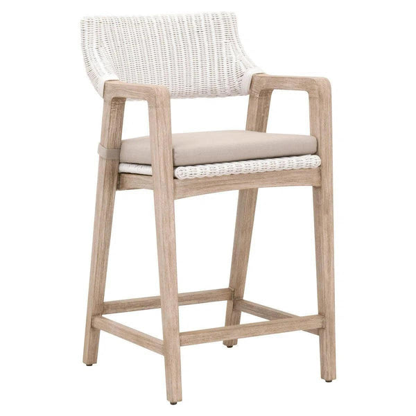 Lucia White Wicker Counter Stool With Back and Arms Counter Stools LOOMLAN By Essentials For Living