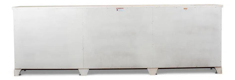 Luciana 6 Wood Door Buffet 112" Disr.White Sideboards LOOMLAN By Sarreid