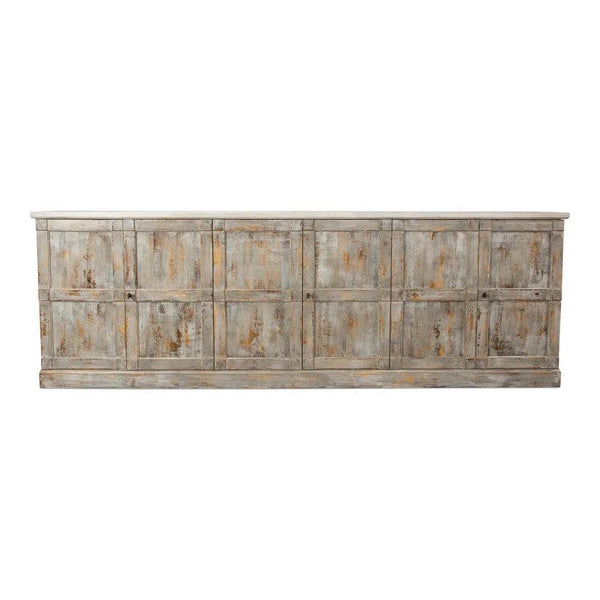 Luciana Wood Doors Buffet 112" Grey Stucco Sideboards LOOMLAN By Sarreid