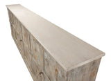 Luciana Wood Doors Buffet 112" Grey Stucco Sideboards LOOMLAN By Sarreid