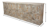 Luciana Wood Doors Buffet 112" Grey Stucco Sideboards LOOMLAN By Sarreid