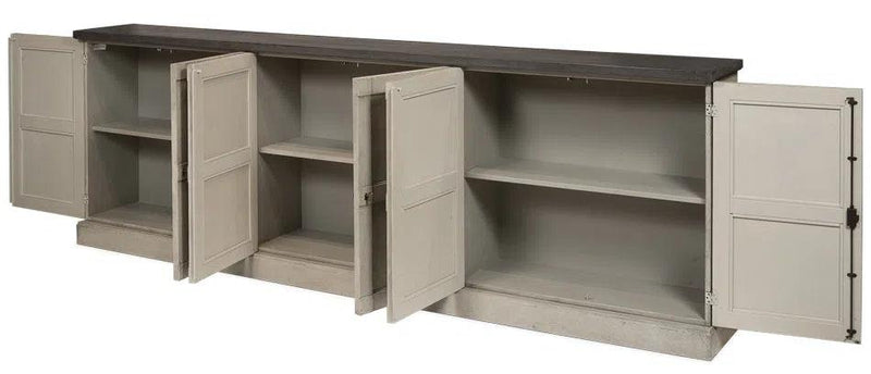 Luciana Wood Doors Buffet 112" W.Grey S.Grey Sideboards LOOMLAN By Sarreid