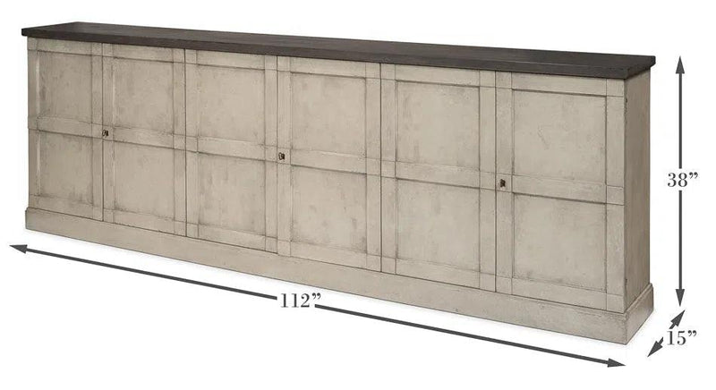 Luciana Wood Doors Buffet 112" W.Grey S.Grey Sideboards LOOMLAN By Sarreid