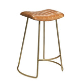 Luke Brown Buffalo Leather Counter Stool Without Back Counter Stools LOOMLAN By Jamie Young